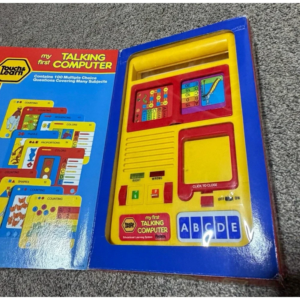 Vintage 1990 Playtime Touch & Learn My First Talking Computer Complete Box